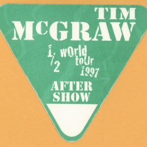 Tim McGraw 1997 1/2 World Concert Tour After Show Backstage Pass