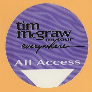 Tim McGraw 1997 Everywhere Concert Tour All Access Backstage Pass