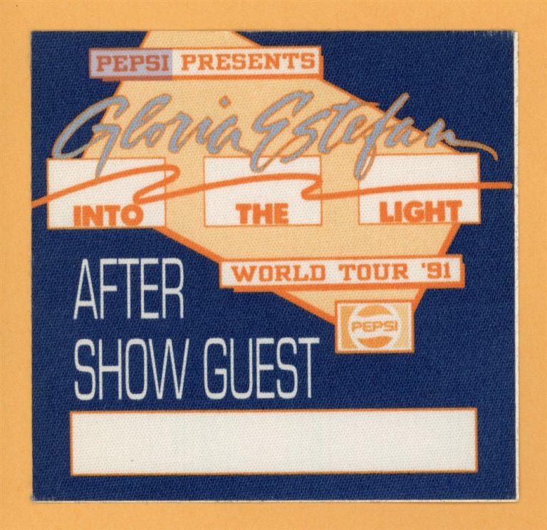 Gloria Estefan 1991 Into The Light Concert Tour AFTER Backstage Pass - Pepsi