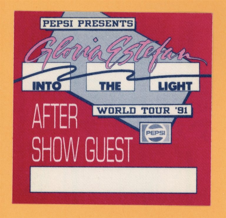 Gloria Estefan 1991 Into The Light Concert Tour AFTER Backstage Pass - Pepsi