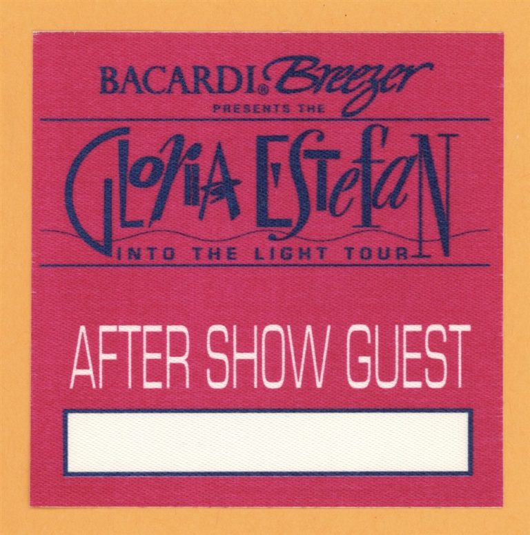 Gloria Estefan 1991 Into The Light Concert Tour AFTER SHOW Backstage Pass