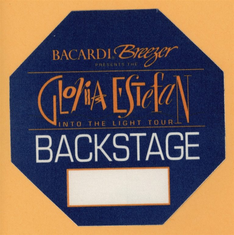 Gloria Estefan 1991 Into The Light Concert Tour Backstage Pass