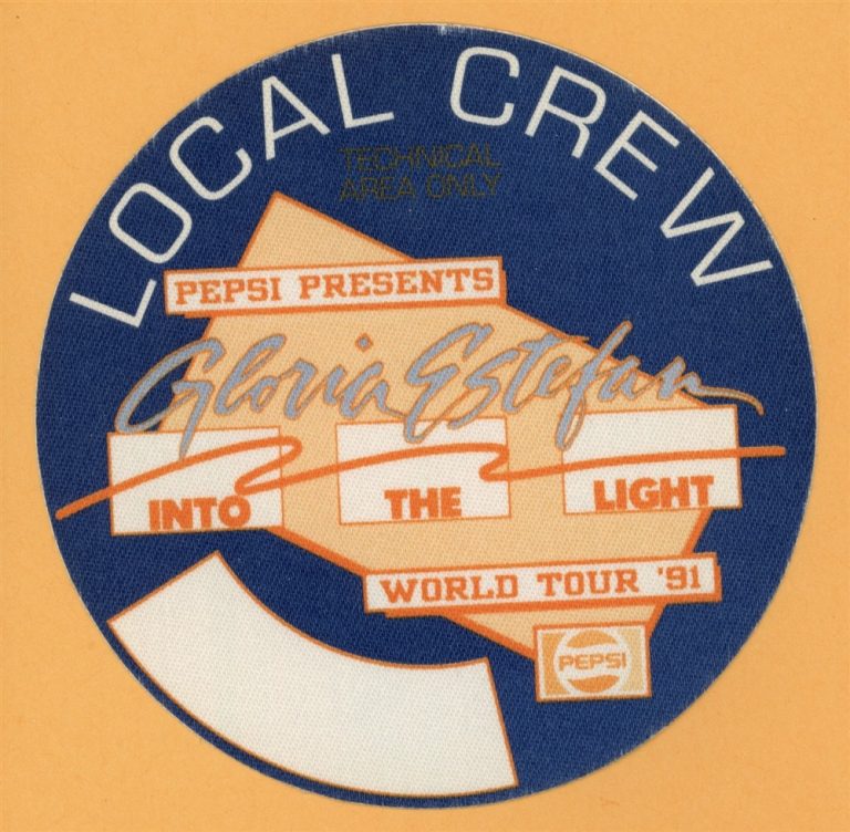 Gloria Estefan 1991 Into The Light Concert Tour CREW Backstage Pass - Pepsi