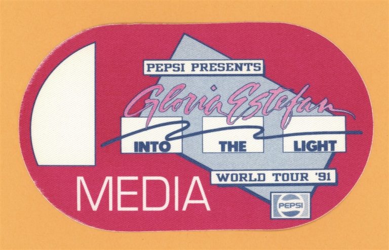 Gloria Estefan 1991 Into The Light Concert Tour MEDIA Backstage Pass - Pepsi