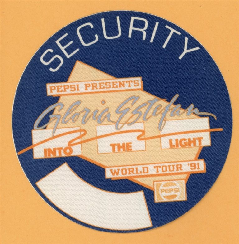 Gloria Estefan 1991 Into The Light Concert Tour SECURITY Backstage Pass - Pepsi