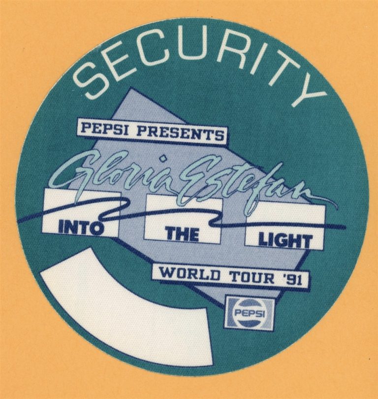 Gloria Estefan 1991 Into The Light Concert Tour SECURITY Backstage Pass - Pepsi
