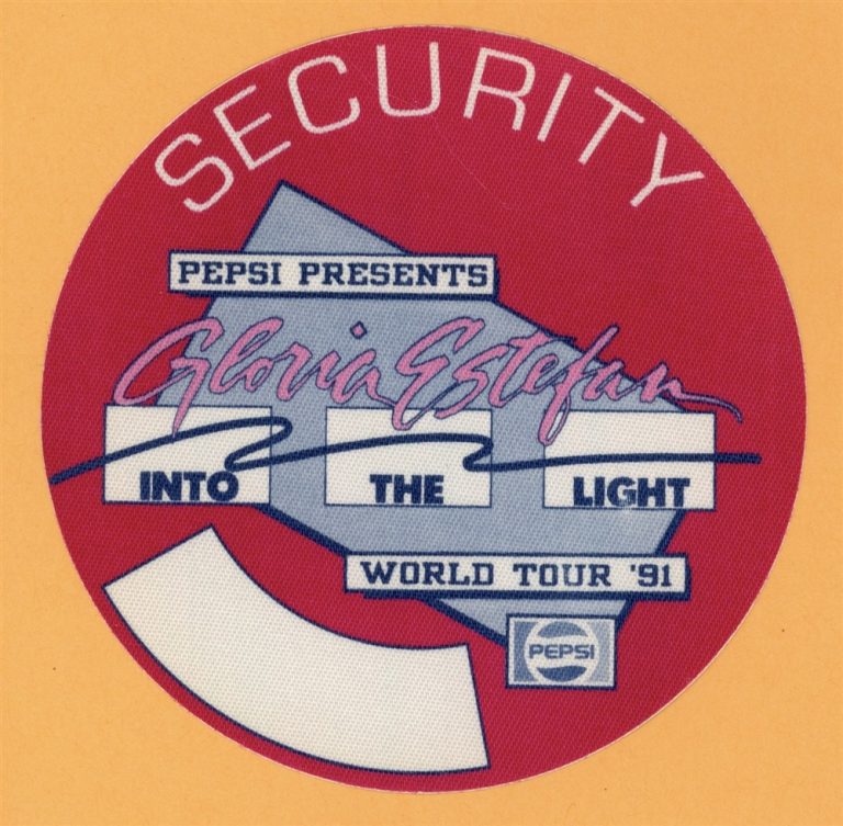 Gloria Estefan 1991 Into The Light Concert Tour SECURITY Backstage Pass - Pepsi