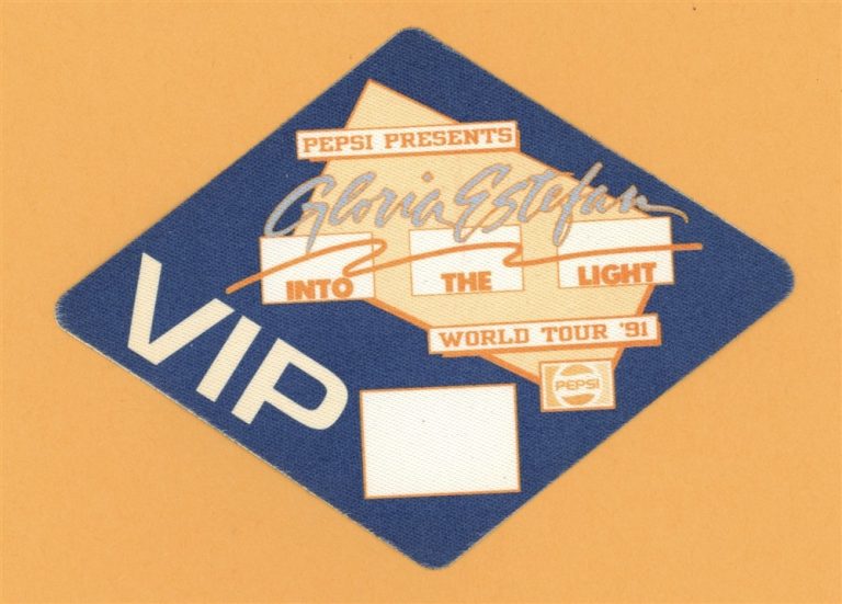 Gloria Estefan 1991 Into The Light Concert Tour VIP Backstage Pass - Pepsi