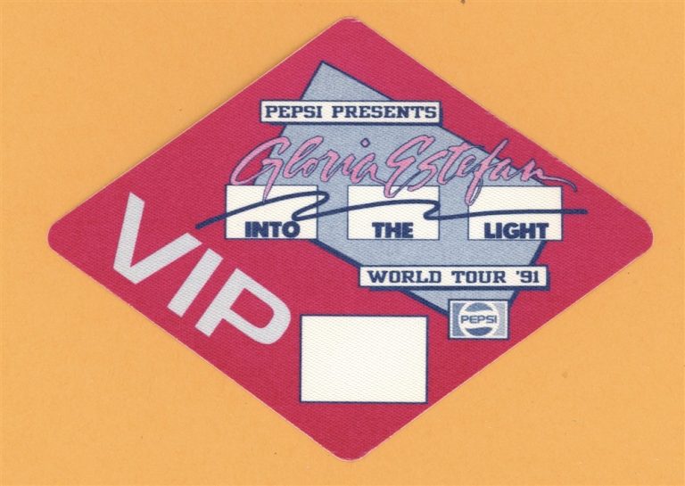 Gloria Estefan 1991 Into The Light Concert Tour VIP Backstage Pass - Pepsi