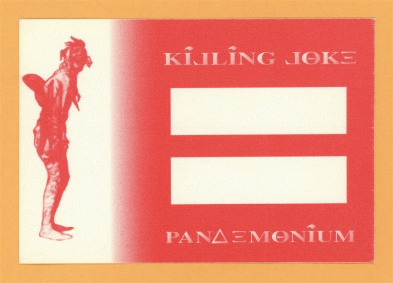 Killing Joke 1994 Pandemonium Concert Tour Backstage Pass