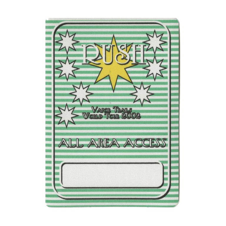 Rush 2002 Vapor Trails Concert Tour All Access Backstage Pass