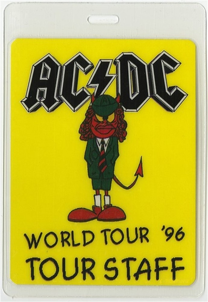 AC/DC 1996 Ballbreaker Concert Tour Crew Staff Laminated Backstage Pass