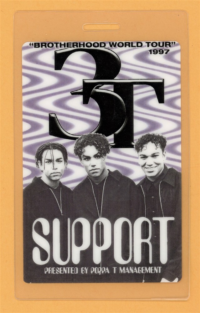 3T 1997 Brotherhood World Tour Support Laminated Backstage Pass