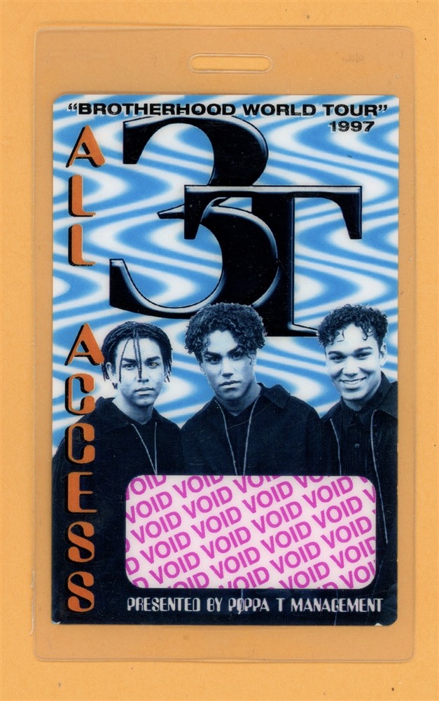 3T 1997 Brotherhood World Tour All Access Laminated Backstage Pass