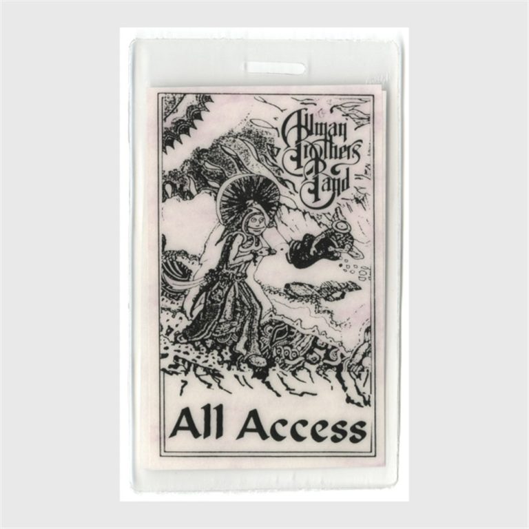 Allman Brothers Vintage Concert Tour All Access Laminated Backstage Pass