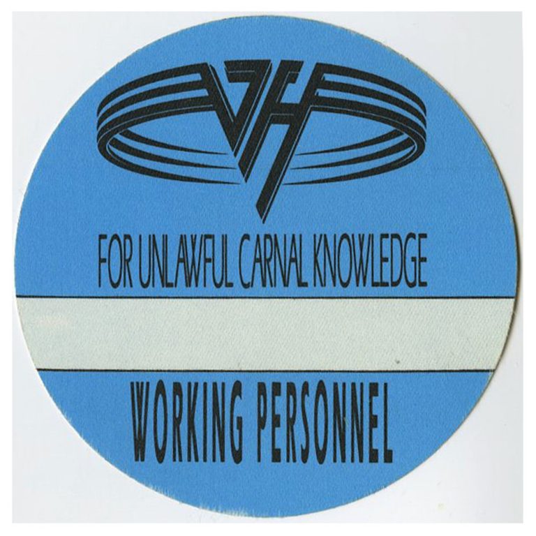 Van Halen 1991 For Unlawful Carnal Knowledge Concert Tour Working Backstage Pass
