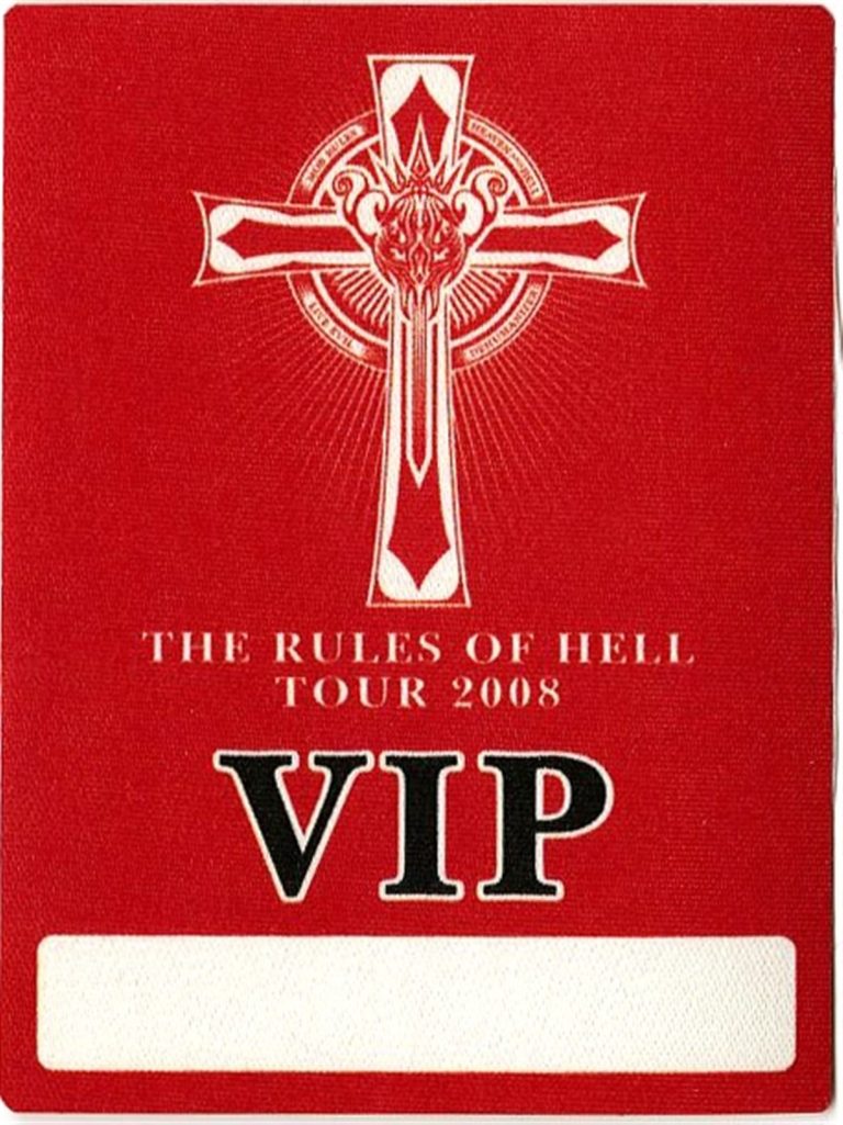 Black Sabbath 2008 The Rules of Hell Concert Tour VIP Backstage Pass