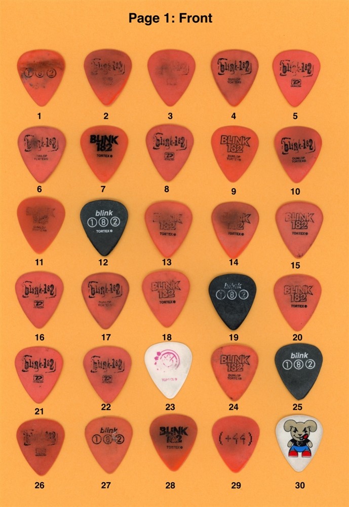 Blink 182 Mark Hoppus Tom Delonge Authentic Guitar Pick - Stage Used - YOU Pick