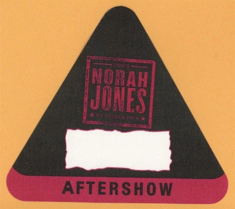 Nora Jones 2003 US Summer Concert Tour AFTER SHOW Backstage Pass