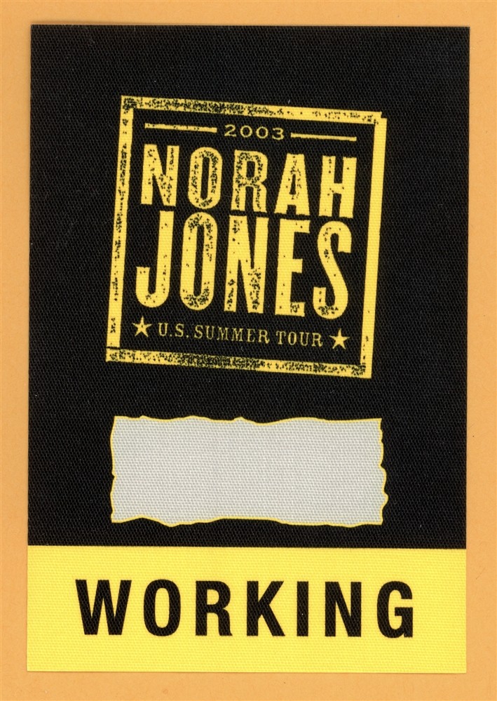 Nora Jones 2003 US Summer Concert Tour WORKING Backstage Pass