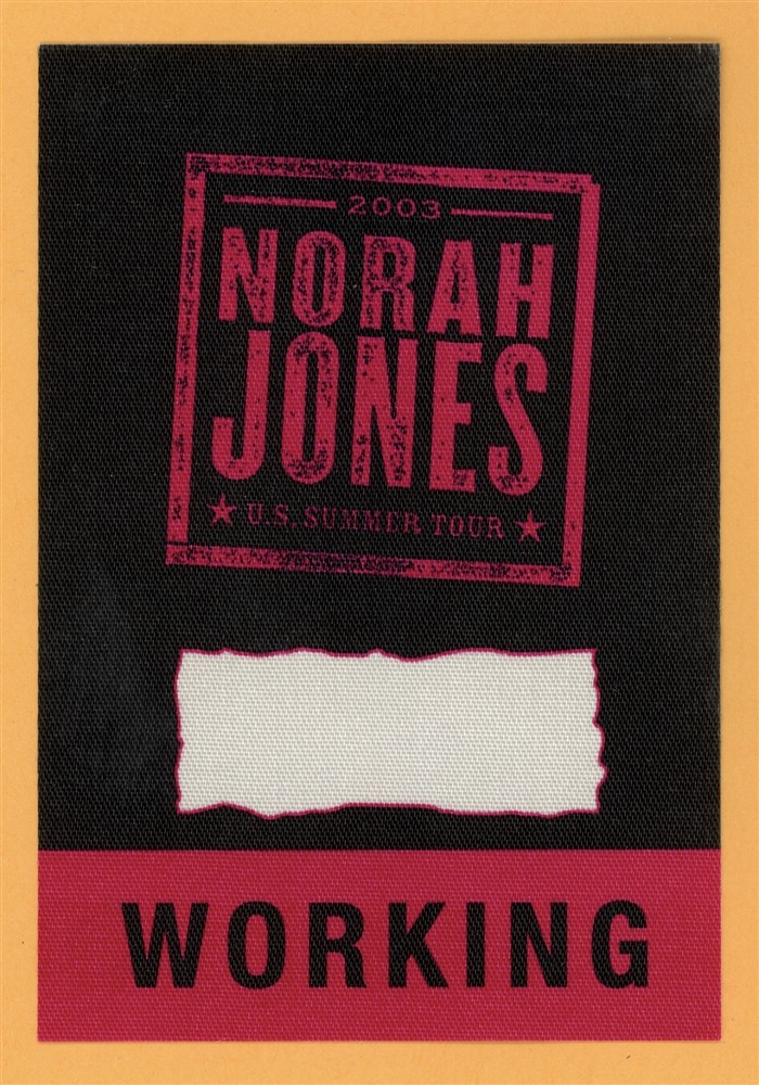 Nora Jones 2003 US Summer Concert Tour WORKING Backstage Pass