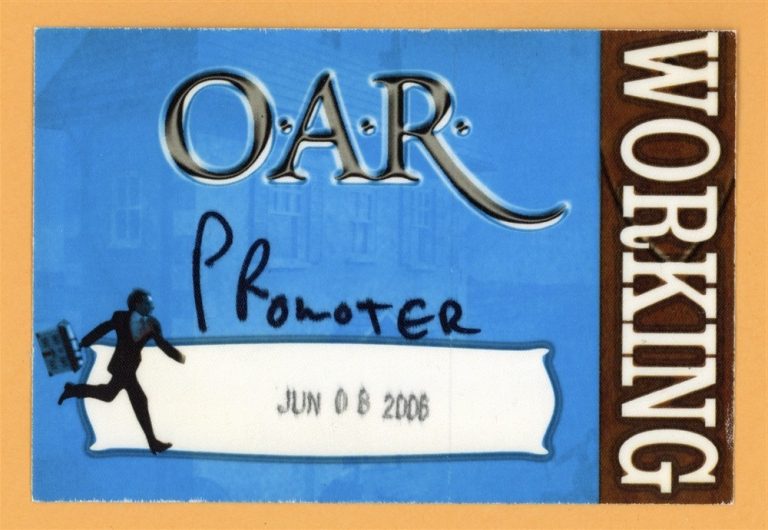 OAR 2006 Stories of a Stranger Concert Tour WORKING Backstage Pass