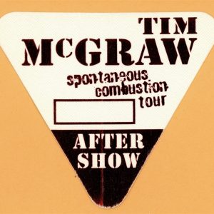 Tim McGraw 1997 w/ Faith Hill Concert Tour After Show Backstage Pass