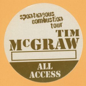 Tim McGraw 1997 w/ Faith Hill Concert Tour All Access Backstage Pass