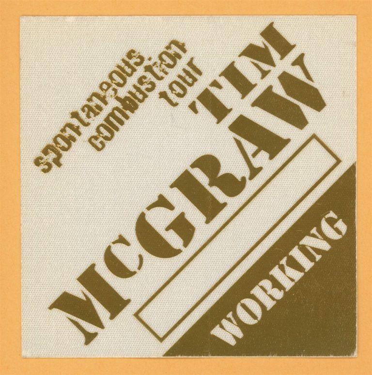 Tim McGraw 1997 w/ Faith Hill Concert Tour Working Backstage Pass