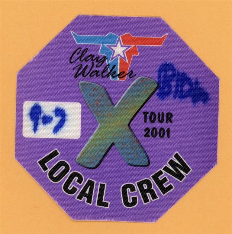 Clay Walker 2001 Concert Tour CREW Backstage Pass
