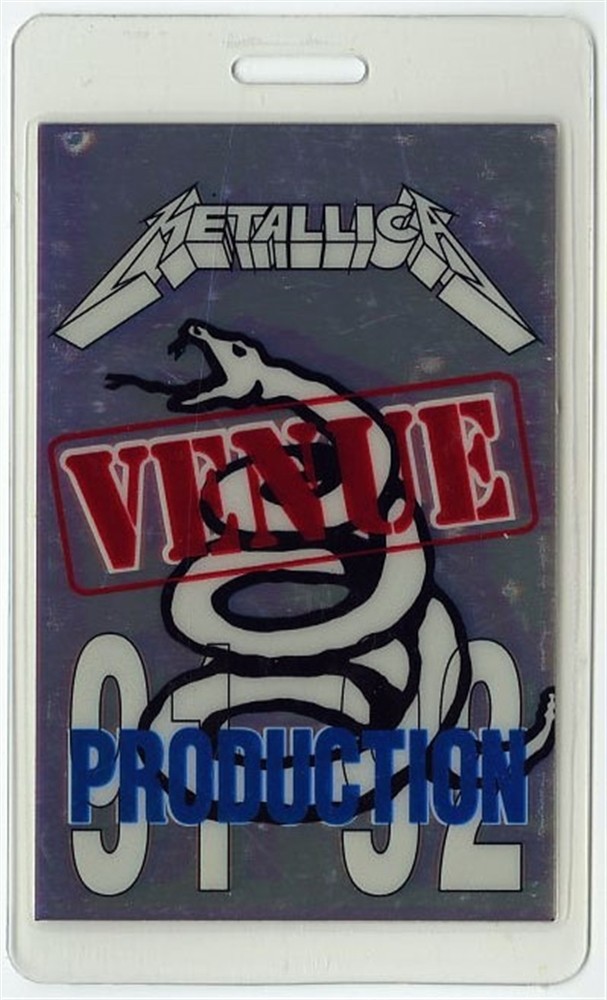 Metallica 1991-1992 Laminated Backstage Pass Wherever We May Roam Tour