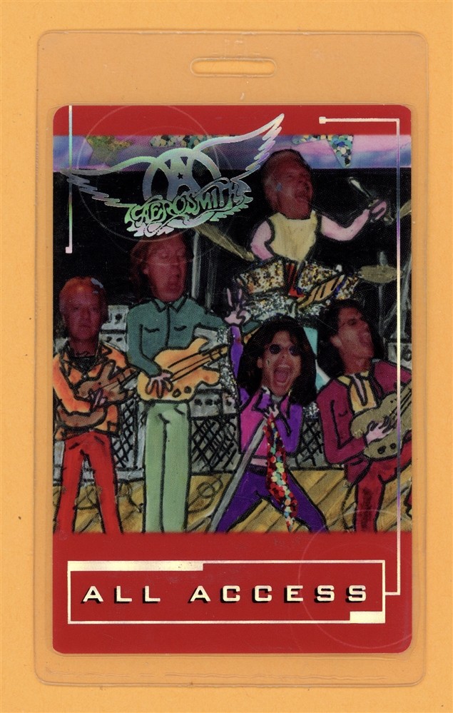 Aerosmith 2001 Just Push Play Tour John All AccessLaminated Backstage Pass