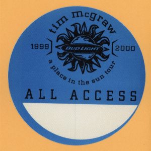 Tim McGraw 1999 A Place in The Sun Concert Tour All Access Backstage Pass