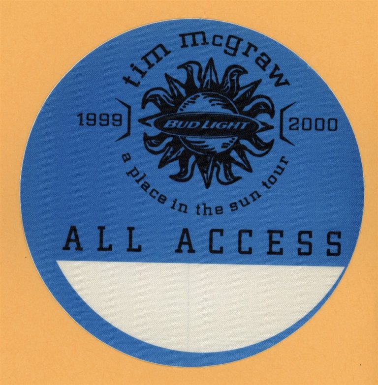 Tim McGraw 1999 A Place in The Sun Concert Tour All Access Backstage Pass