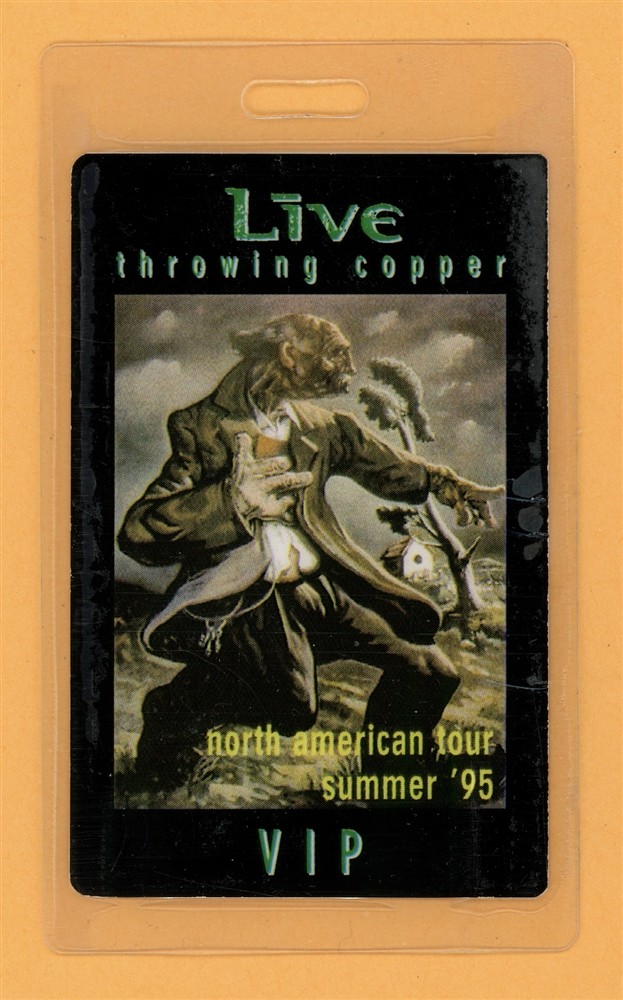 +LIVE+ 1995 THROWING COPPER TOUR VIP LAMINATED BACKSTAGE PASS COLLECTIBLE MEMORABILIA