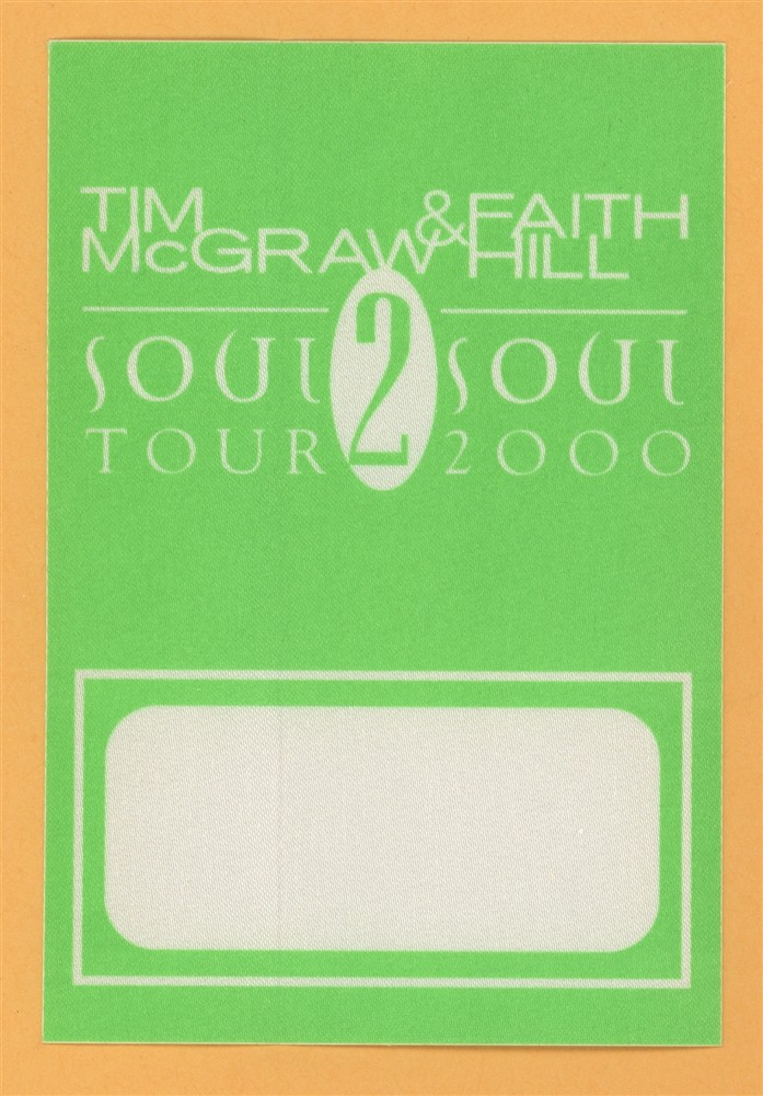 Tim McGraw 2000 w/ Faith Hill Soul 2 Soul Concert Tour Crew Backstage Pass