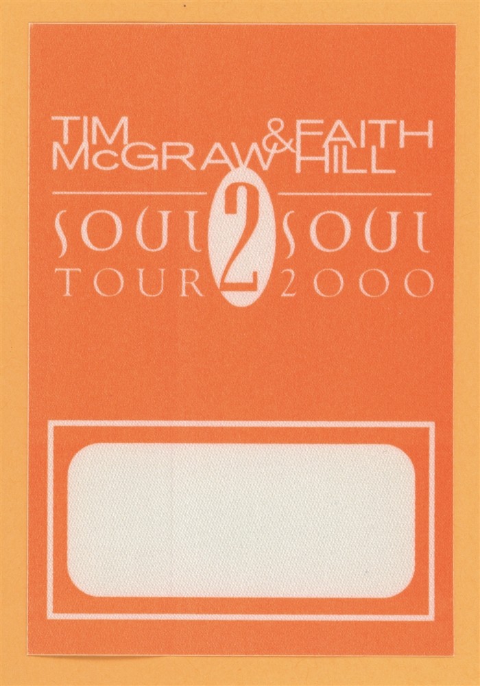 Tim McGraw 2000 w/ Faith Hill Soul 2 Soul Concert Tour Crew Backstage Pass