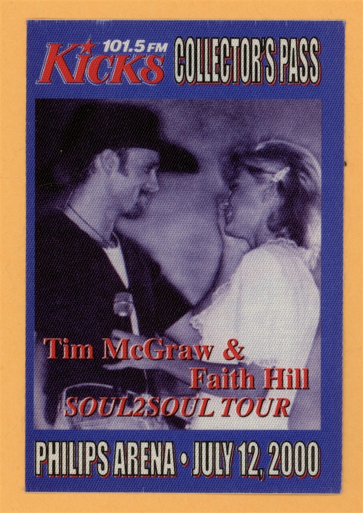Tim McGraw 2000 w/ Faith Hill Soul 2 Soul Concert Tour Radio Backstage Pass