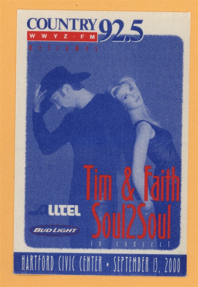 Tim McGraw 2000 w/ Faith Hill Soul 2 Soul Concert Tour Radio Backstage Pass