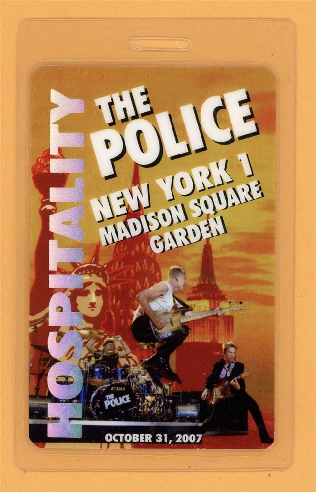 The Police 2007 Reunion Tour MSG NY 1 Laminated Backstage Pass
