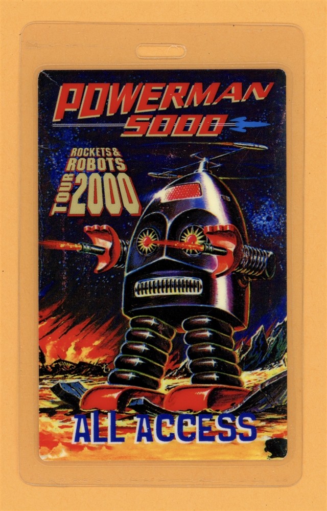 Powerman 5000 2000 Rockets & Robots Tour AA Laminated Backstage Pass