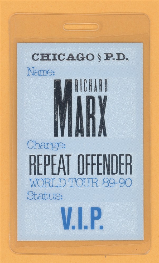 Richard Marx 1989 Repeat OFfender Tour VIP Laminated Backstage Pass