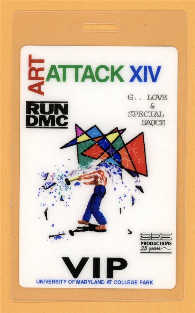 Run DMC Art Attack XIV Tour VIP Laminated Backstage Pass