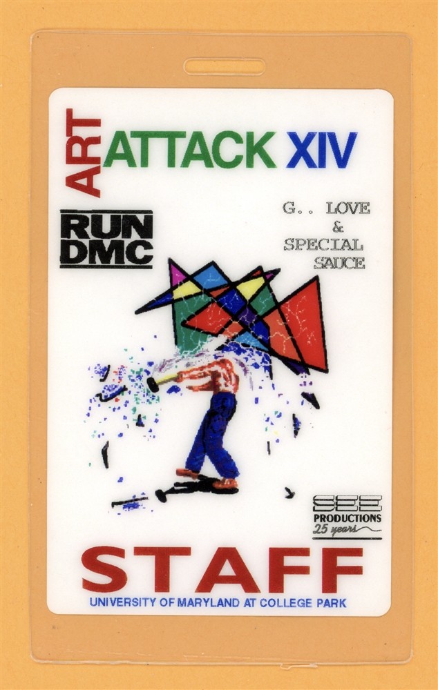 Run DMC Art Attack XIV Tour Staff Laminated Backstage Pass