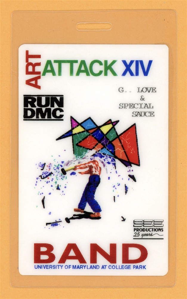 Run DMC Art Attack XIV Tour Band Laminated Backstage Pass