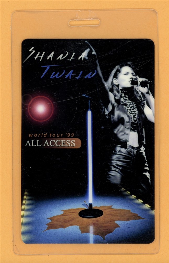 Shania Twain 1999 Come On Over Tour All Access Laminated Backstage Pass