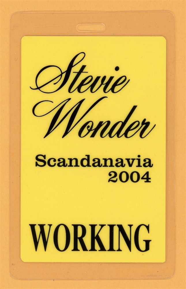 Stevie Wonder 2004 Scandanavia Tour Working Laminated Backstage Pass