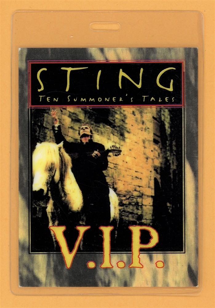Sting 1993 Ten Summoner's Tales Tour VIP Laminated Backstage Pass