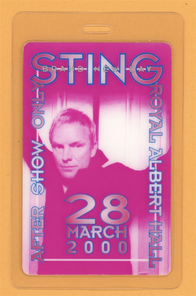 Sting 2000 Brand New Tour After Show Laminated Backstage Pass