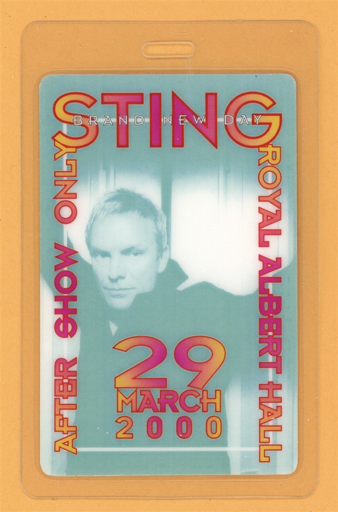 Sting 2000 Brand New Tour After Show Laminated Backstage Pass